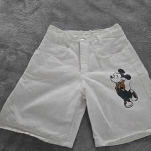 Vintage Women’s High-Waist White Shorts with Graphic Detail
